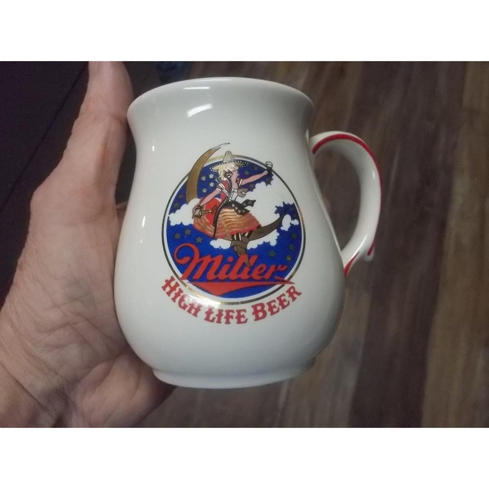 Vintage 1985 Miller High Life Beer Tankard Mug Franklin Mint Girl in the Moon